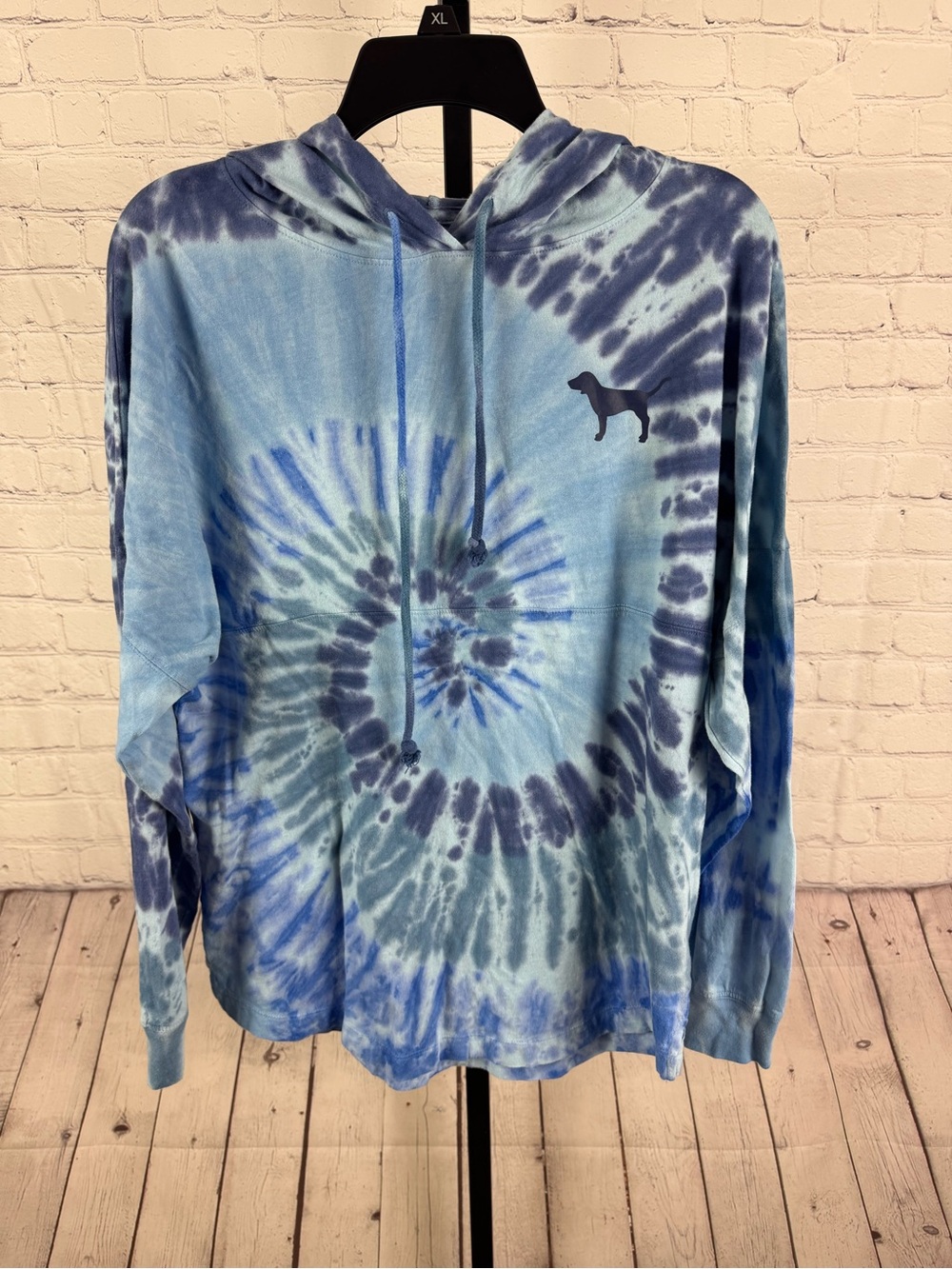 PINK Victoria's Secret Blue Tie Dye Hooded Spirit Jersey Size XS